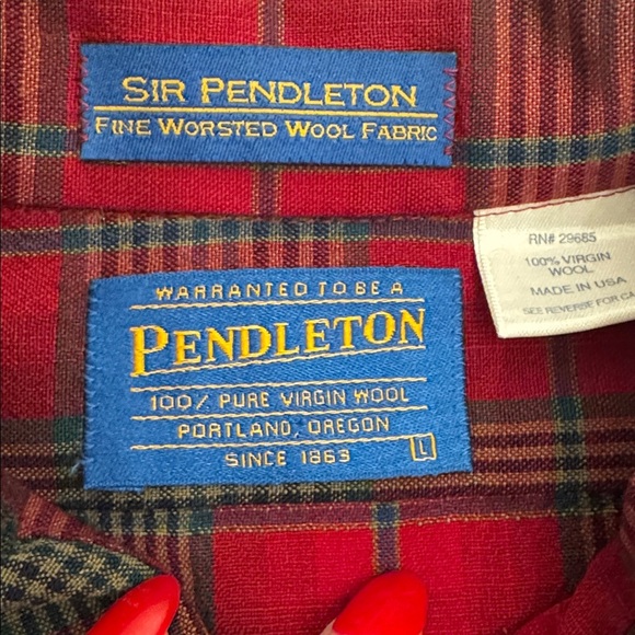Pendleton Sir Pendleton Virgin Wool Button Down, sz L - Picture 2 of 9